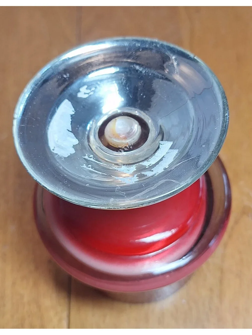 Anthropologie Mini Red Cake Stand Glass Candle (Used) 6.5